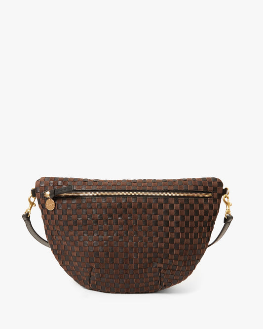 Grande Fanny - Leather & Suede Woven Checker - Black/Chocolate