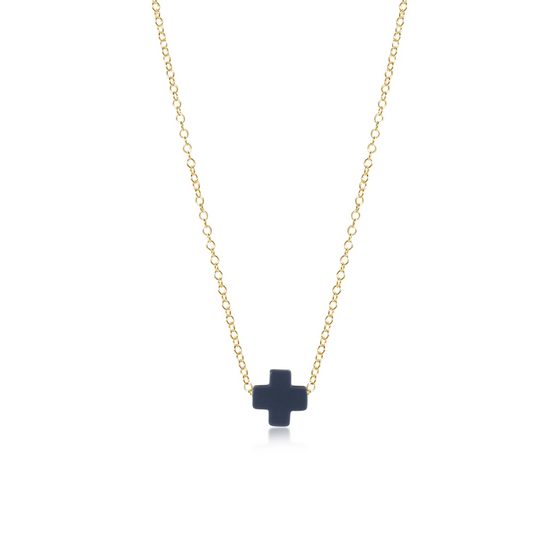 16" Necklace Gold - Signature Cross Navy