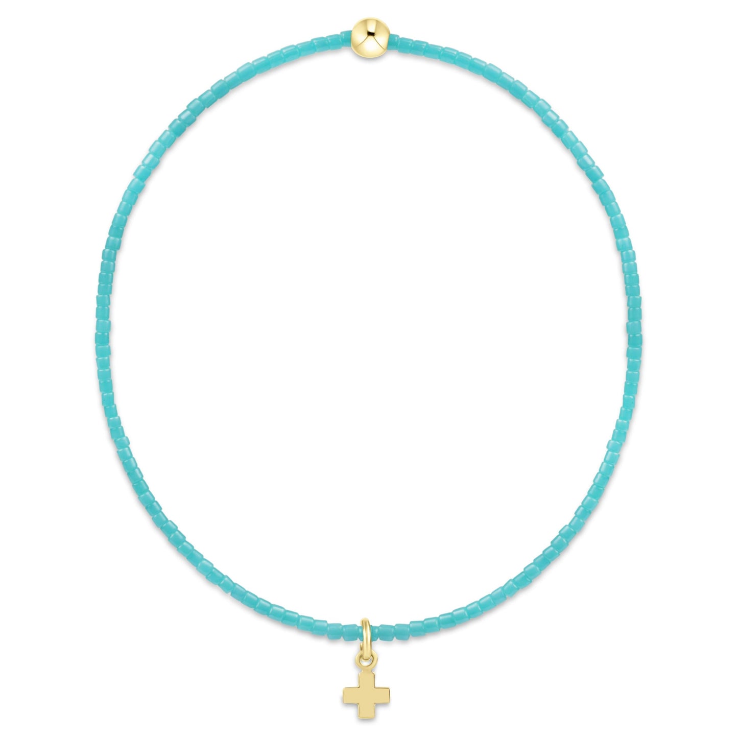Hope Classic Turquoise Bracelet -  Signature Cross Small Gold Charm