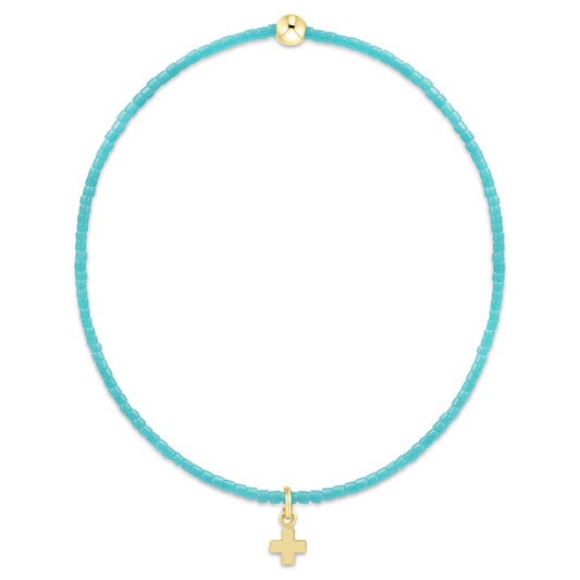 Hope Classic Turquoise Bracelet -  Signature Cross Small Gold Charm