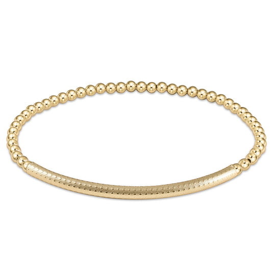 Classic Gold 3mm Bead Textured Bliss Bar Bracelet