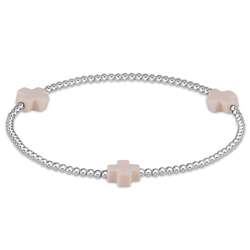 Signature Cross Sterling Pattern 3mm Bead Bracelet - Off-White