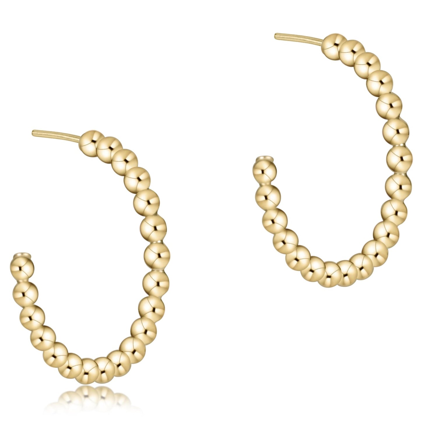 Beaded Classic 1.25" Post Hoop - 3mm Gold