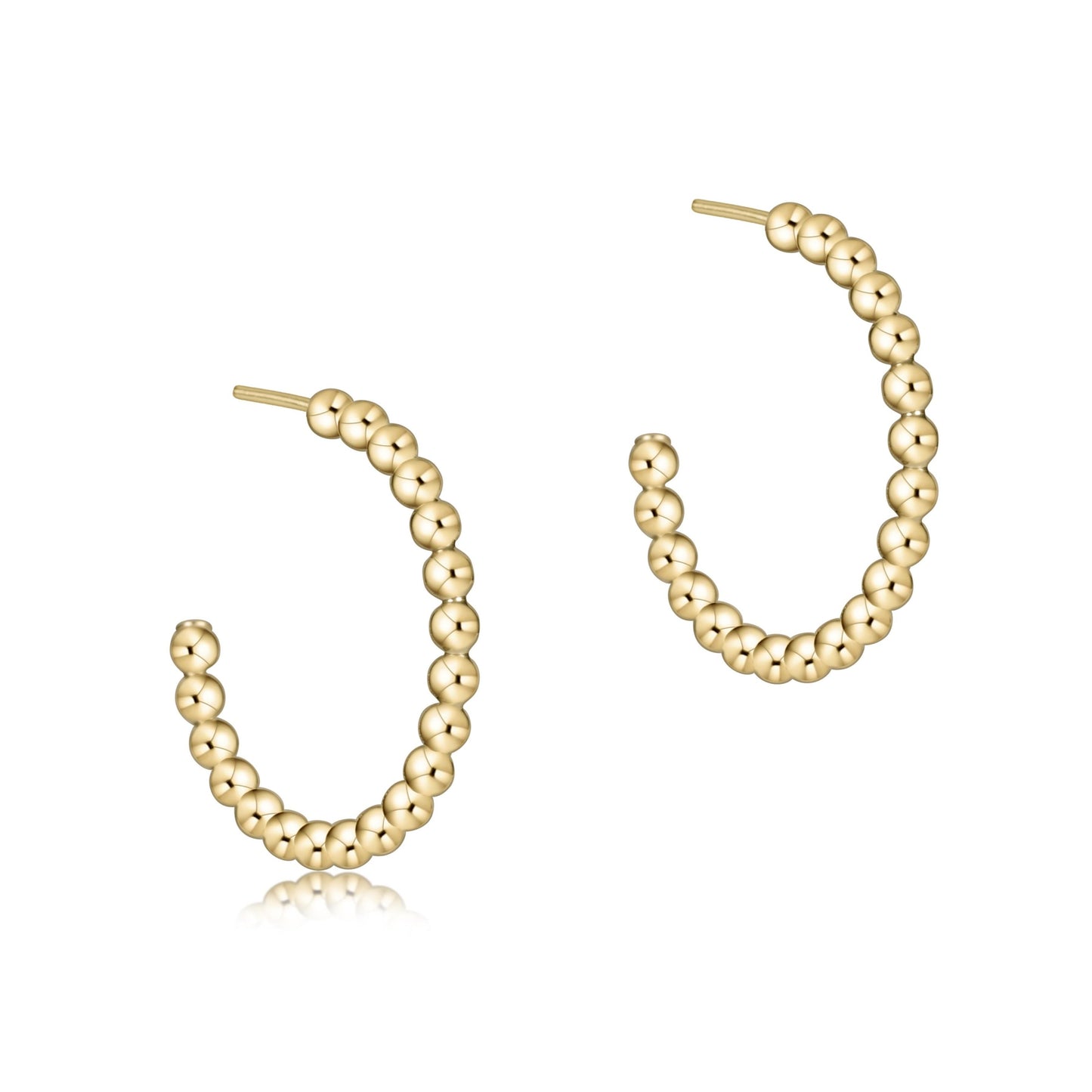 Classic Beaded 1" Post Hoop - 2mm Gold