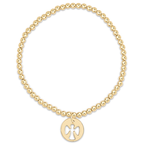 Classic Gold 3mm Bead Bracelet - Guardian Angel Gold Disc