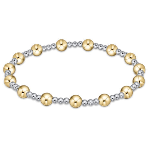 Gold Sincerity Pattern 5mm Bead Bracelet - Mixed Metal