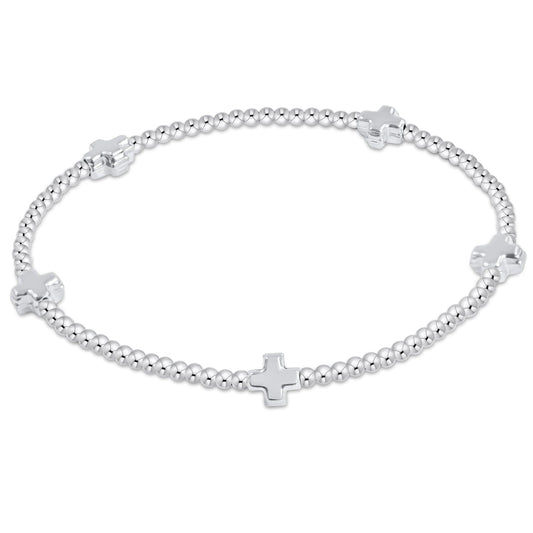 Signature Cross Small Sterling Pattern 2mm Bead Bracelet - Sterling
