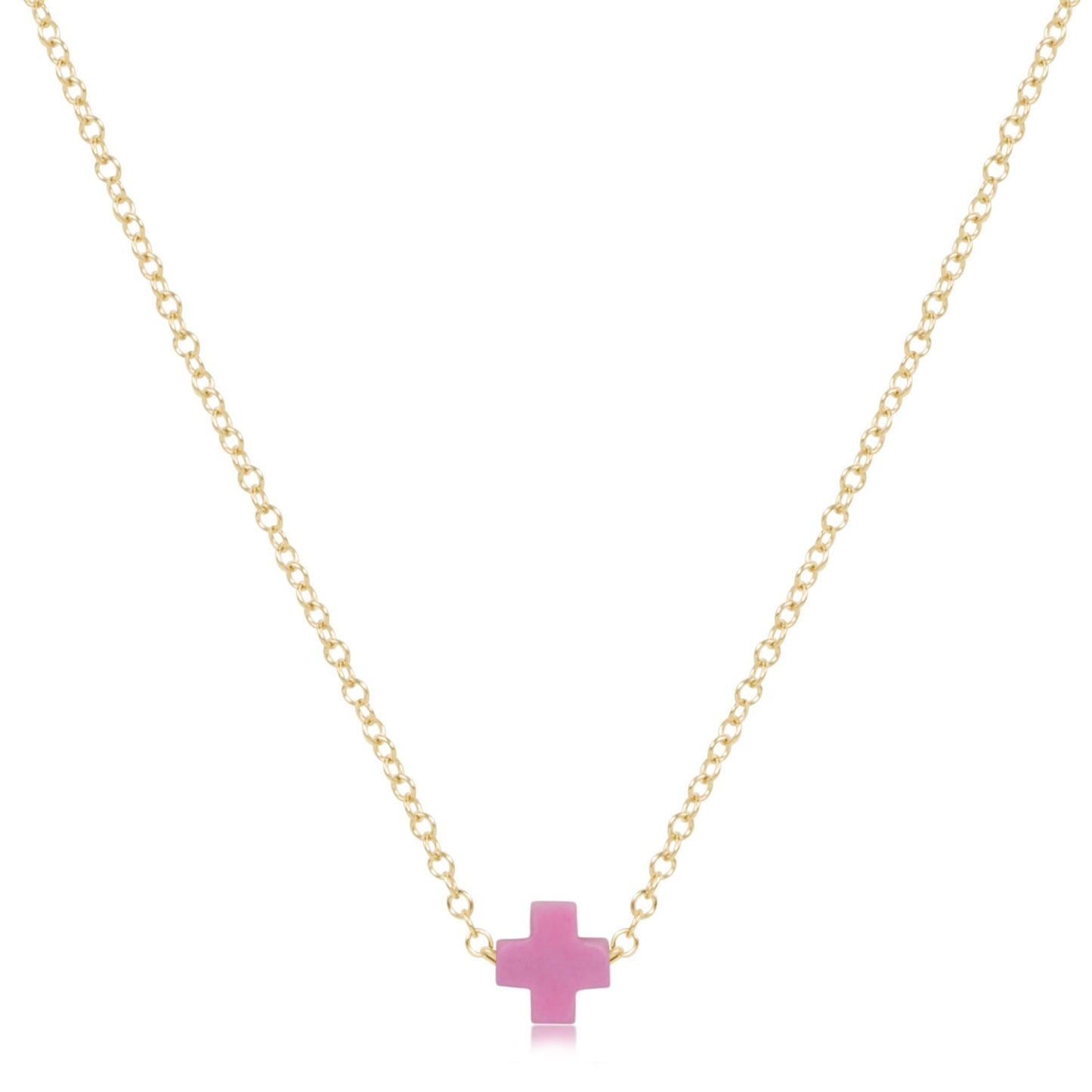 16" Necklace Gold - Signature Cross Small Purple