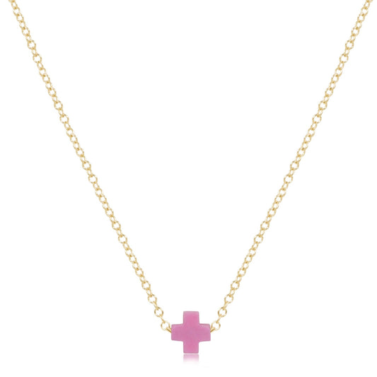 16" Necklace Gold - Signature Cross Small Purple