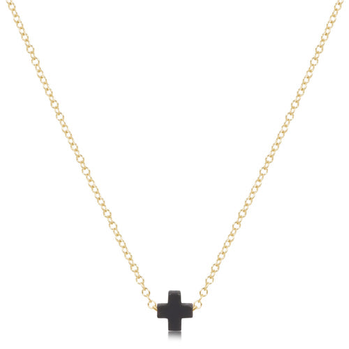 16" Necklace Gold - Signature Cross Small Charcoal