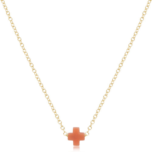 16" Necklace Gold - Signature Cross Small Coral