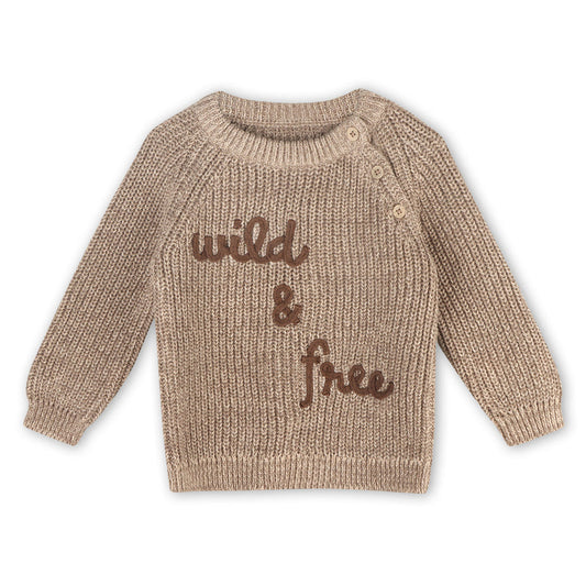 Wild & Free Embroidered Chunky Knit Baby Pullover Sweater