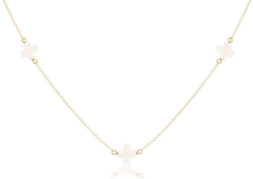 17" Simplicity Choker Gold Signature Cross - Off White