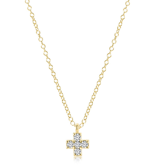 14Kt Gold and Diamond Signature Cross Necklace