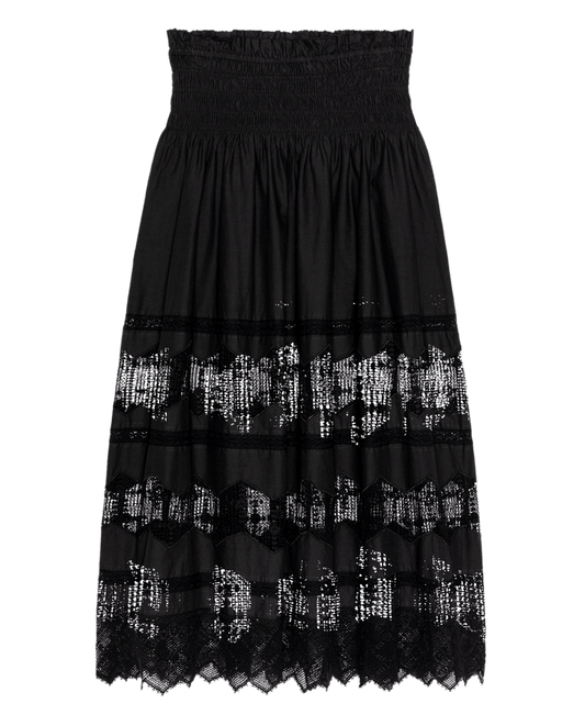 The Rosette Crochet Canary Skirt - Black