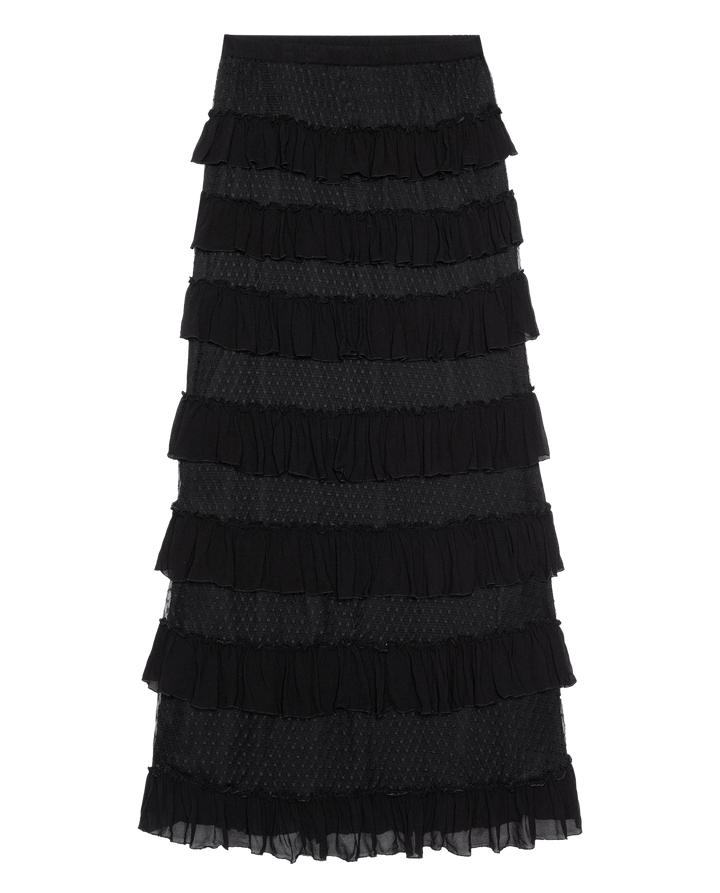 The Winter Mesh Flounce Skirt - Black
