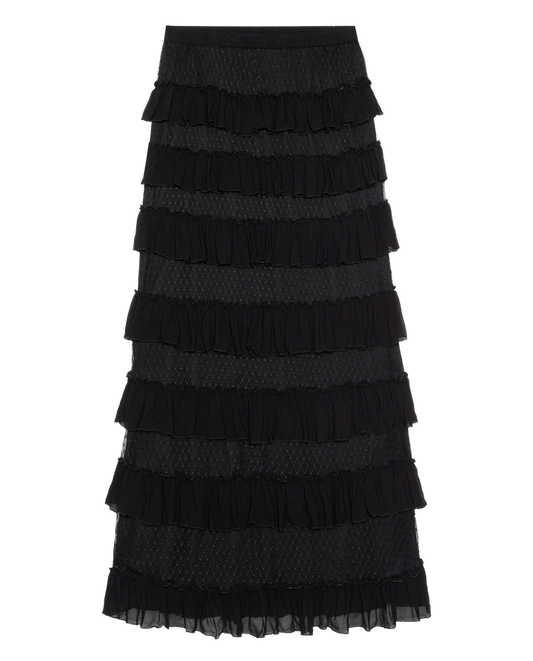The Winter Mesh Flounce Skirt - Black