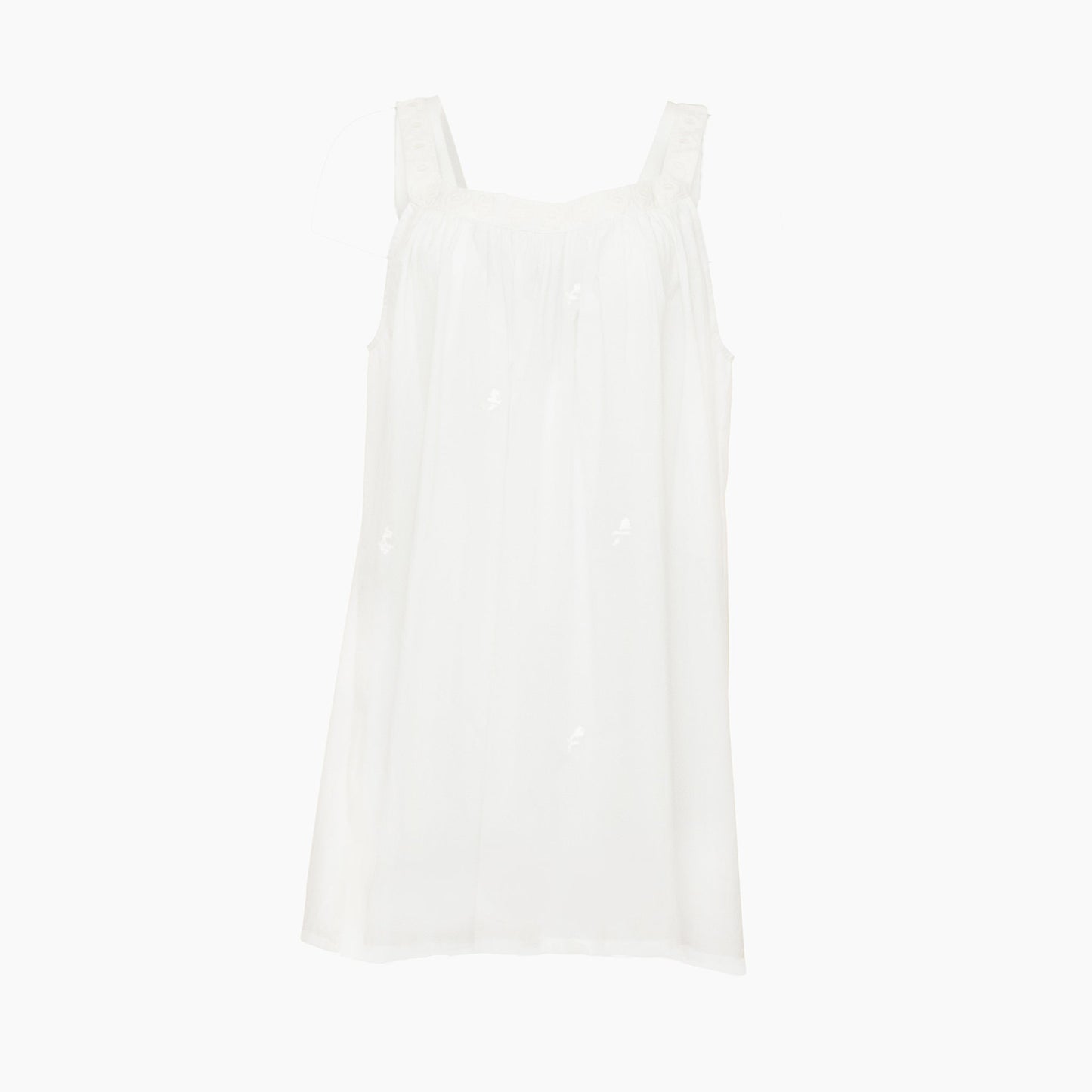 Embroidered Tank Nightgown - White