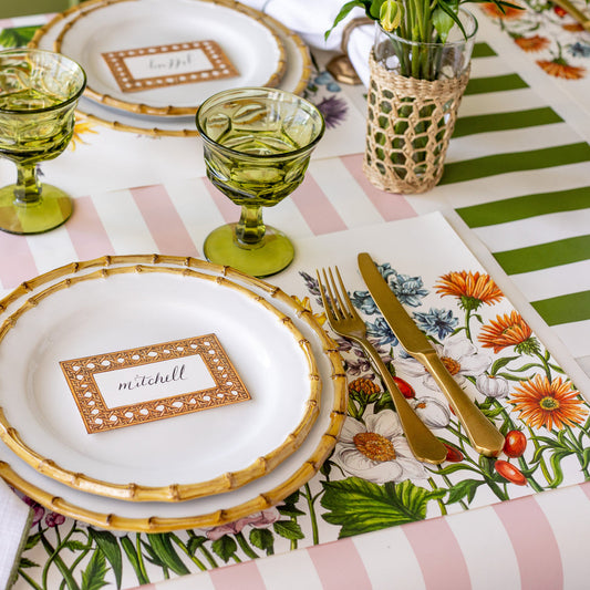 Paper Table Runner - Moss Classic Stripe - 20"x25'