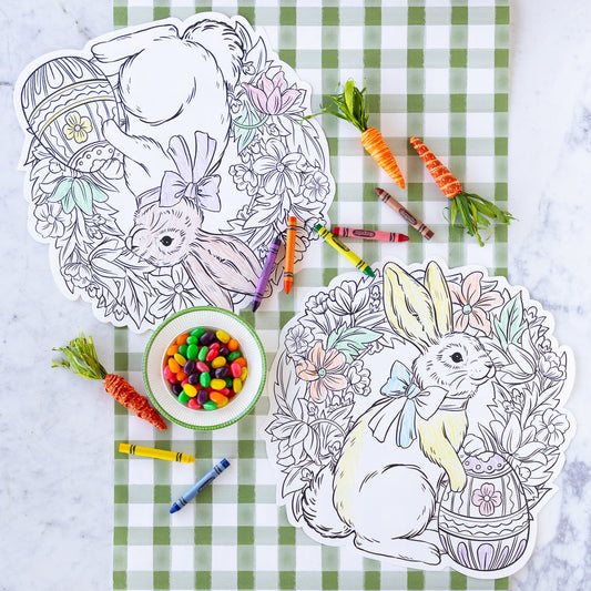 Die Cut Coloring Placemat Pad - Bunny Wreath