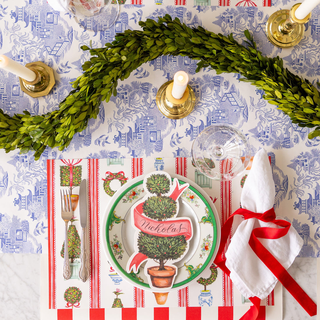 Paper Placemat Pad - Holiday Topiary