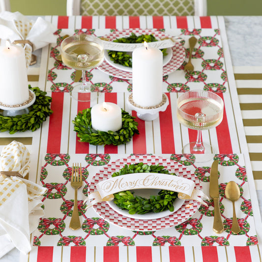 Paper Table Runner - Antique Red Stripe - 20" x 25'