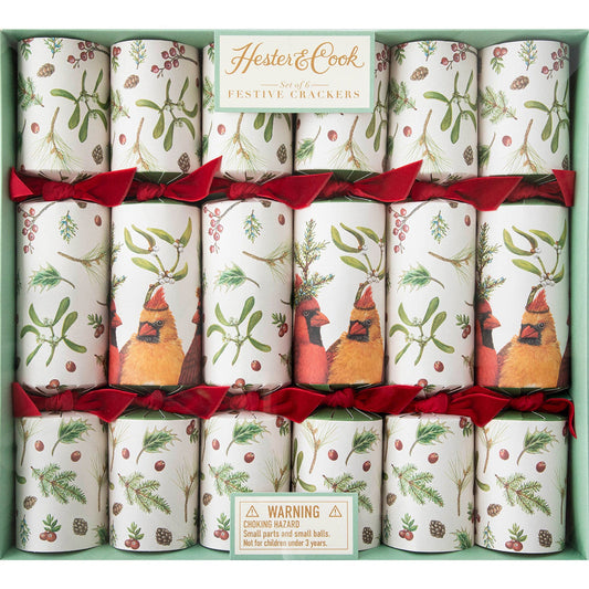 Festive Holiday Cracker Set of 6 - Cardinal