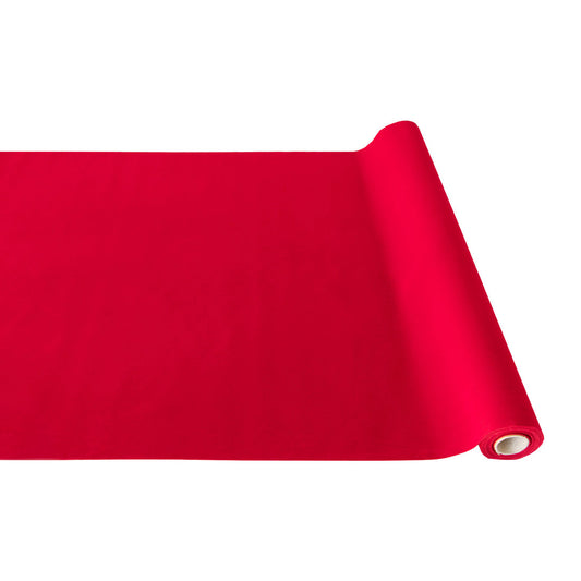 30" x12' Paper Table Runner - Red Flocked Runner