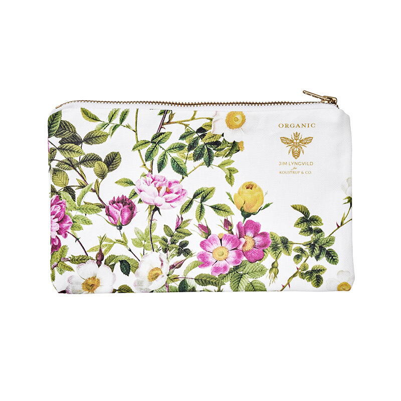 Rose Flower Garden Organic Cotton Cosmetic Bag (Flat)