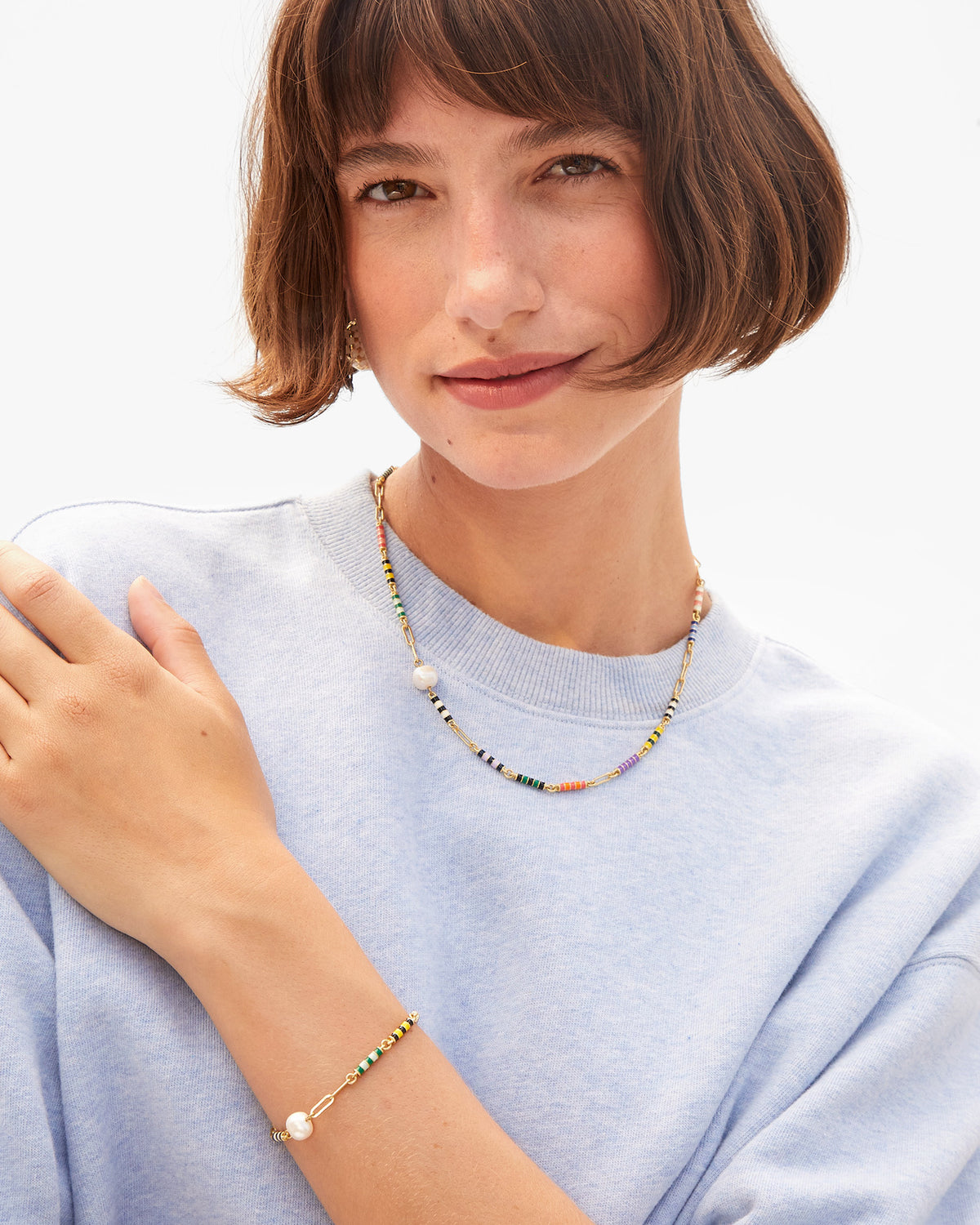 Le Stripe Pearl Bracelet - Multi Color
