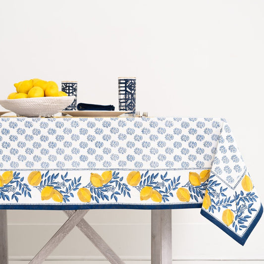 90" Round Lemon Vine Tablecloth