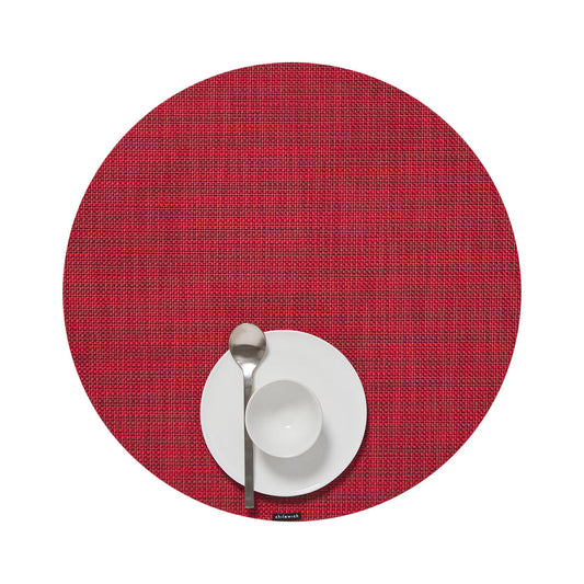Mini Basketweave 15" Round Table Mat - Scarlet