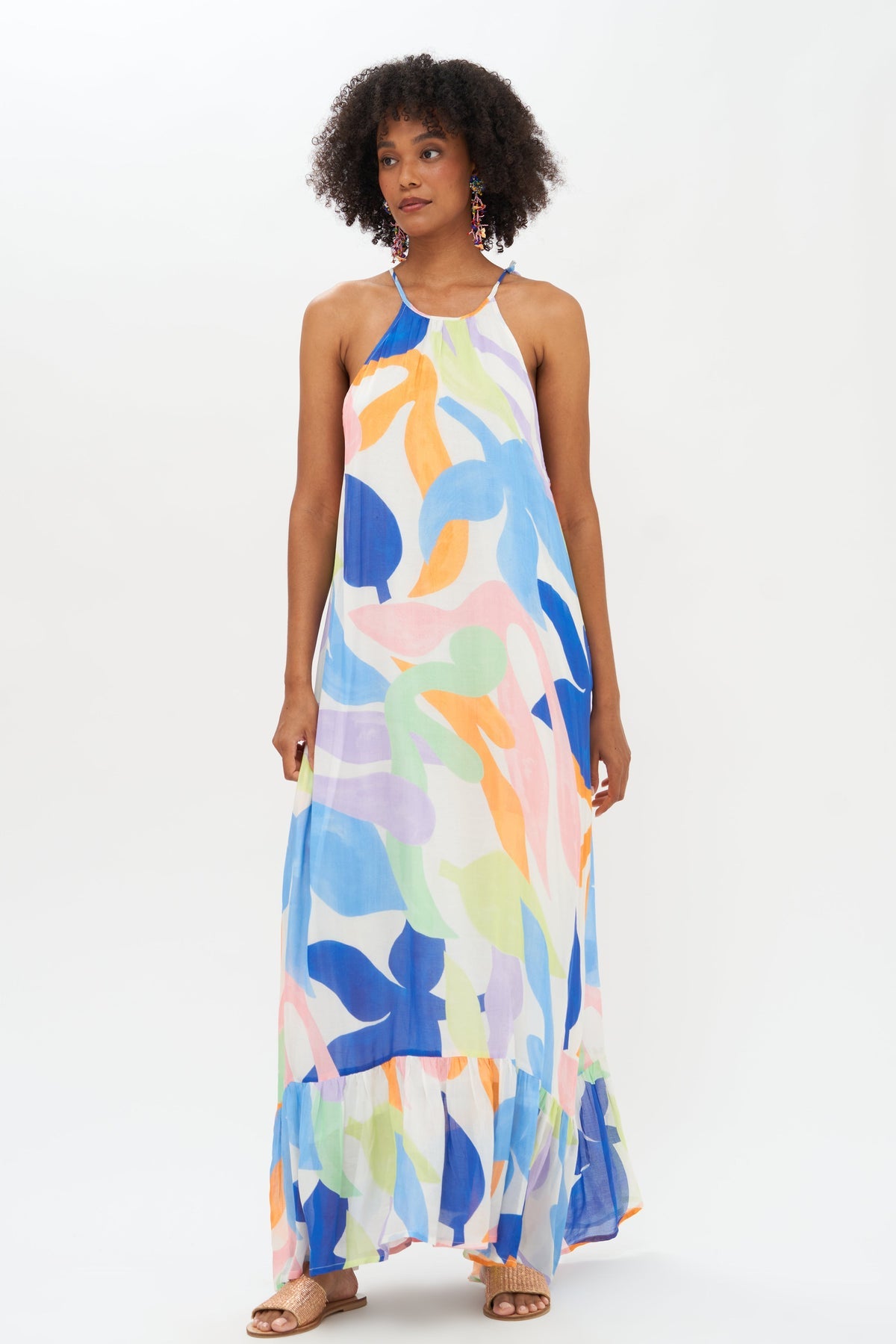 Tie Neck Maxi Dress - Moma White