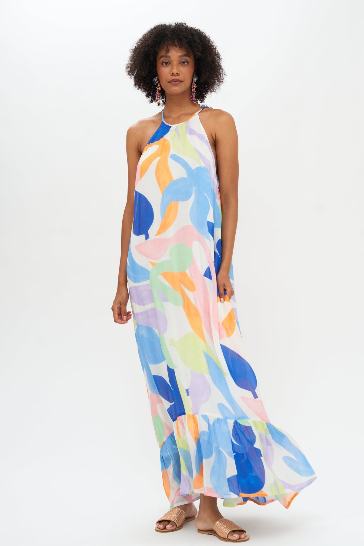 Tie Neck Maxi Dress - Moma White