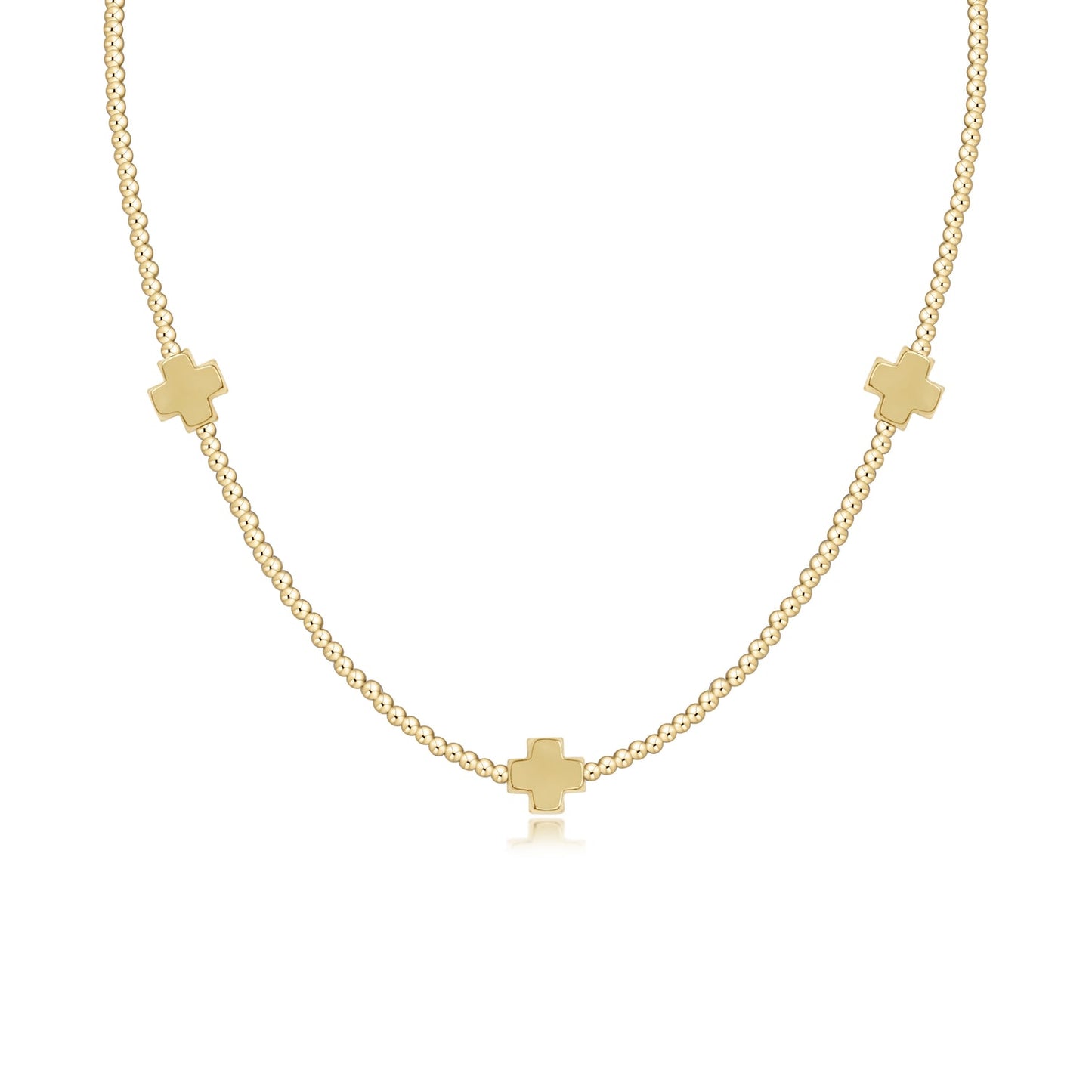 15" Choker Signature Cross Gold Pattern 2mm Bead - Signature Cross Gold