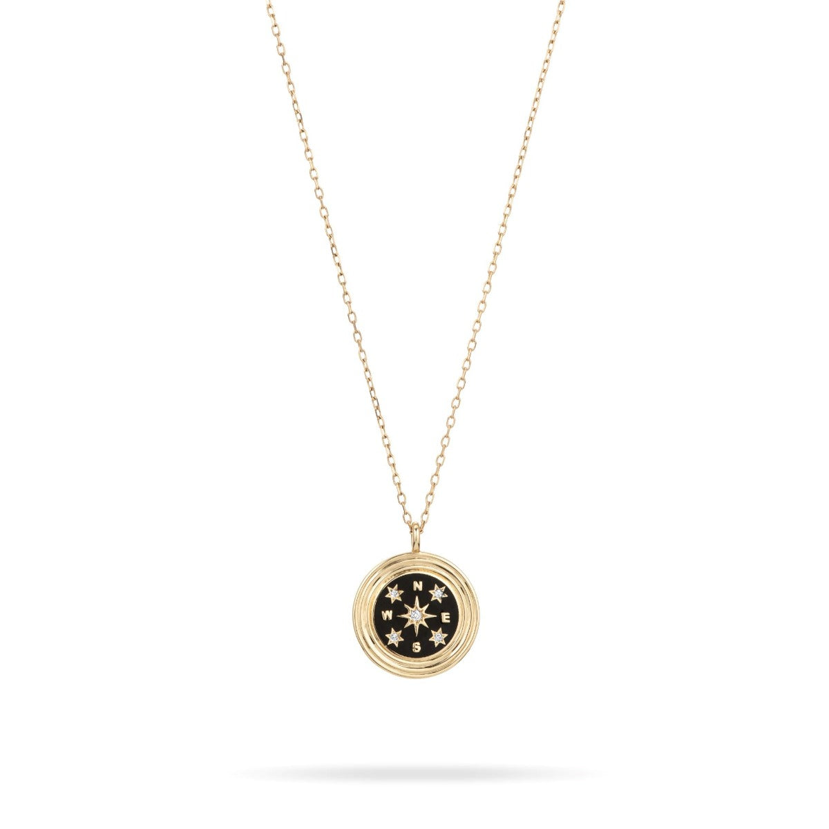 Ceramic + Diamond Compass Necklace