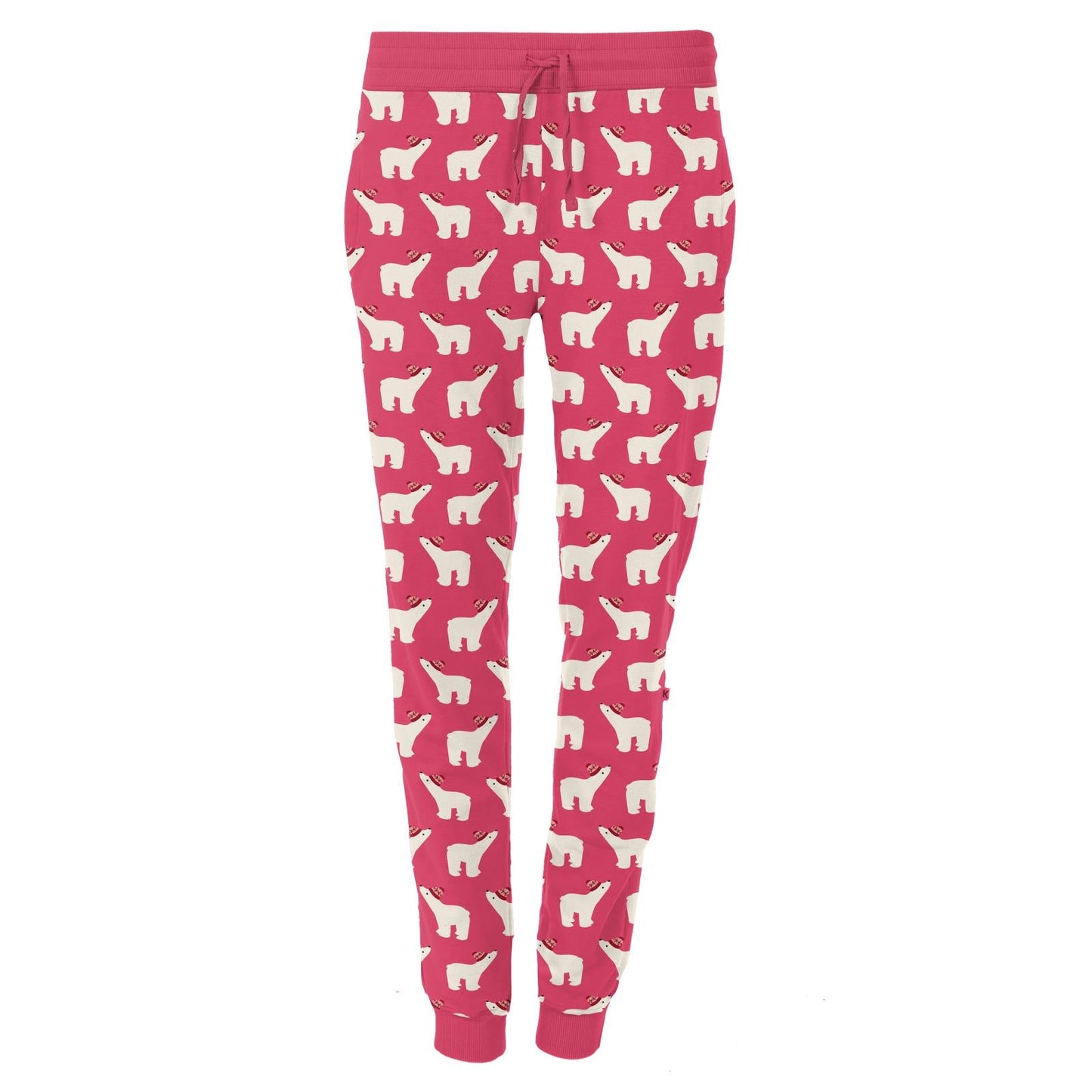 Women's Print Fleece Lounge Joggers - Winter Rose Polar Bears