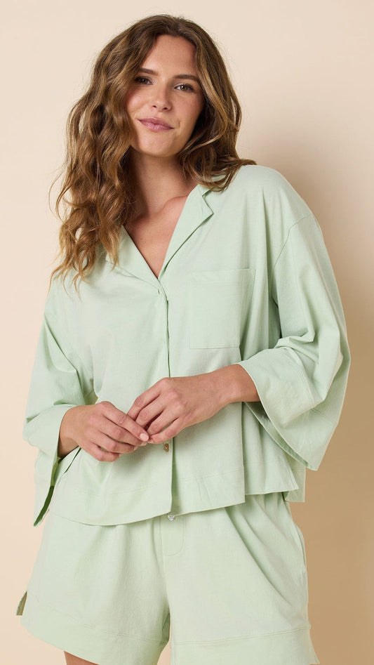 The Mariposa Long Sleeve Short Set - Celadon