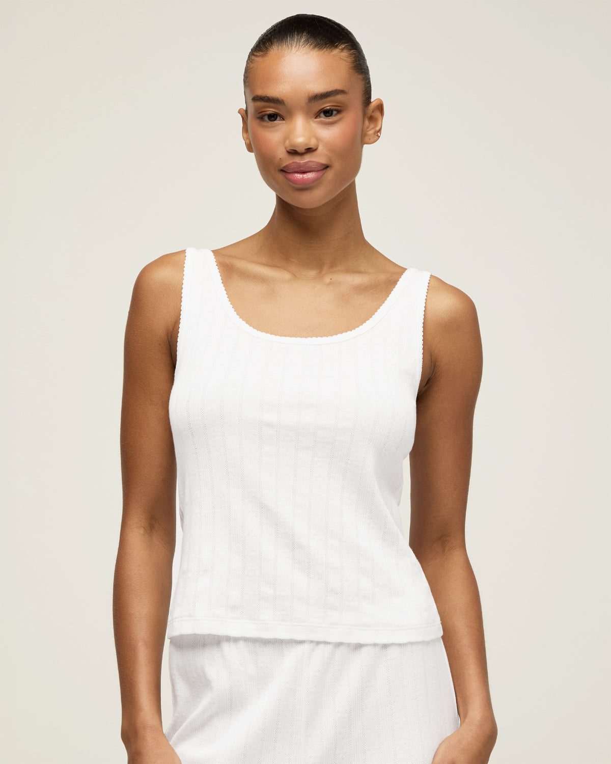 Pointelle Tank - White