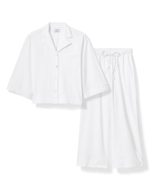 The Olivia Wide Leg Pima Pajama Set - White