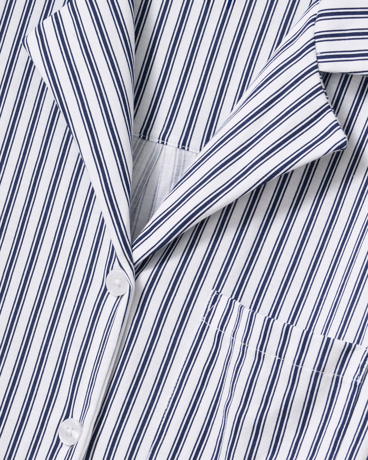 The Olivia Wide Leg Pima Pajama Set - Navy French Ticking
