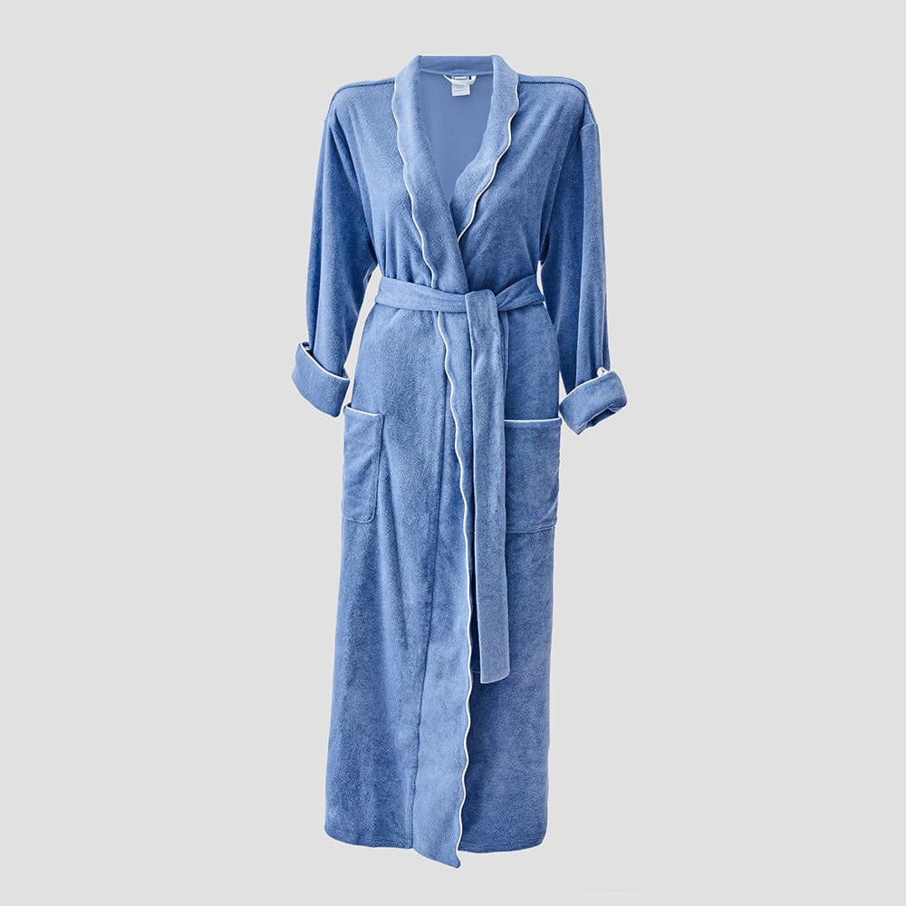 Women's Long Scallop Lightweight Robe - Periwinkle
