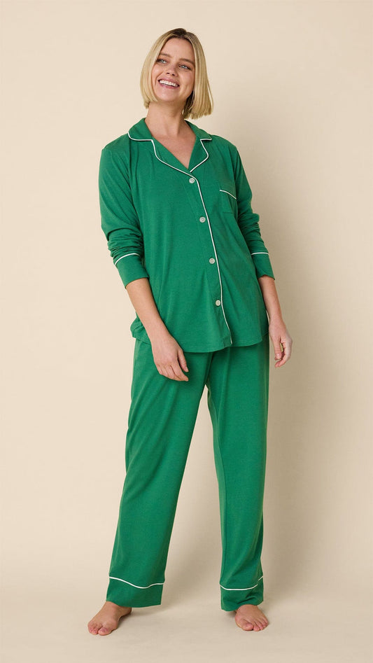 Classic Pima Knit Pajama Set - Pine - Long Sleeved