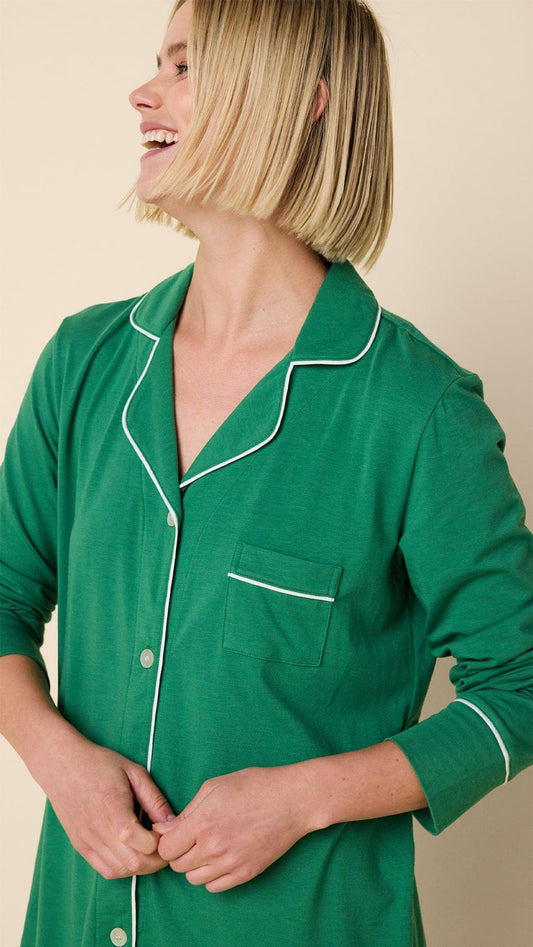 Classic Pima Knit Pajama Set - Pine - Long Sleeved