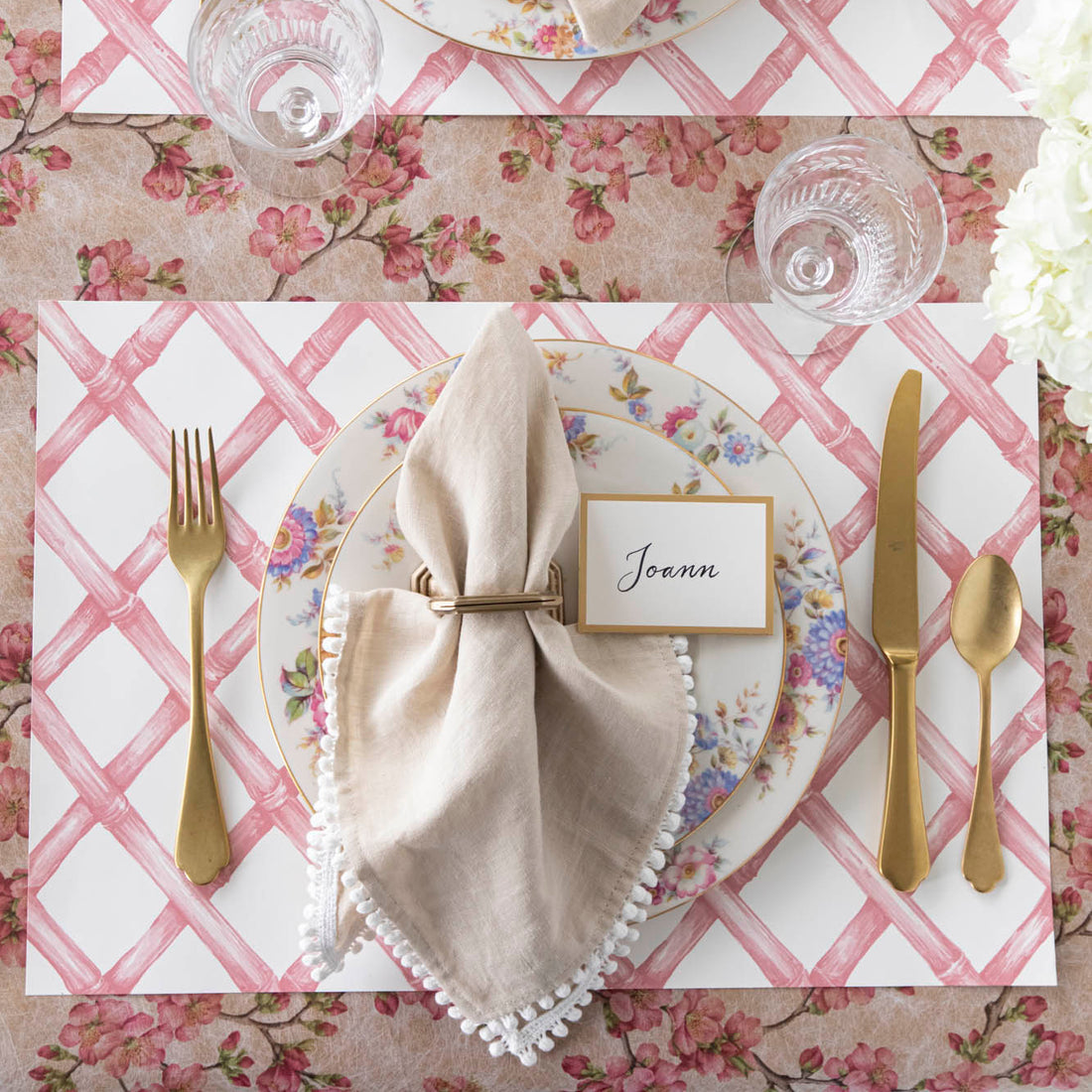 Paper Placemat Pad - Pink Lattice