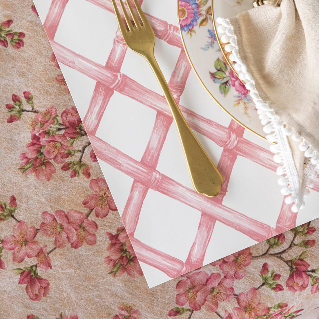 Paper Placemat Pad - Pink Lattice