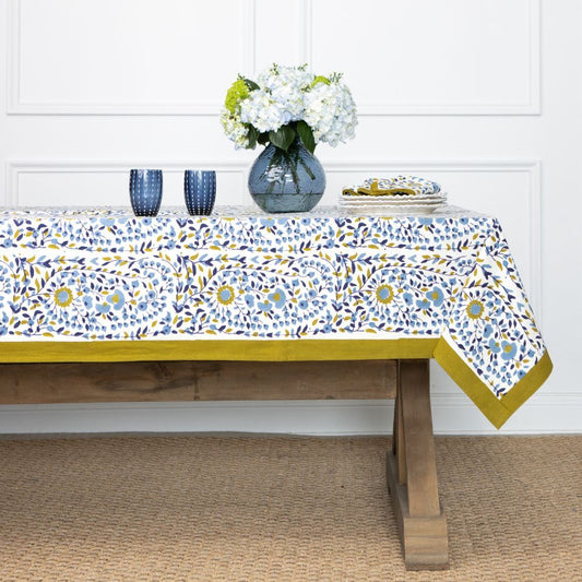 Tablecloth - Starflower - Blue & Ochre
