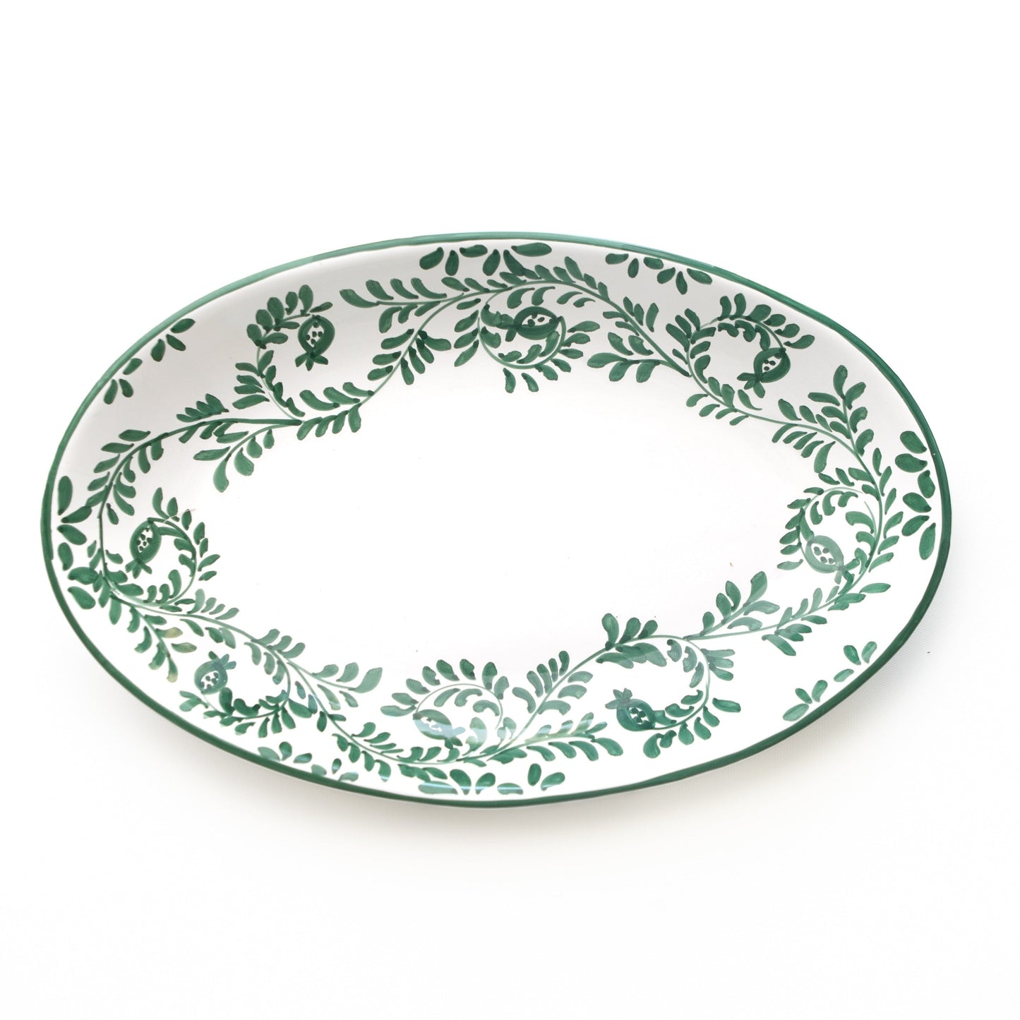 Pomegranate Scroll Forest Green Oval Tray