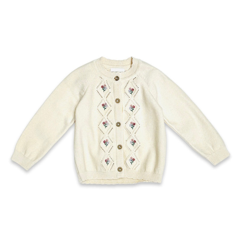 Floral Pointelle Knit Baby Cardigan