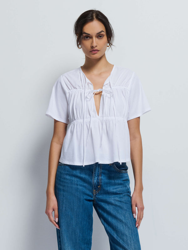 Robin Tie Front Tee - White